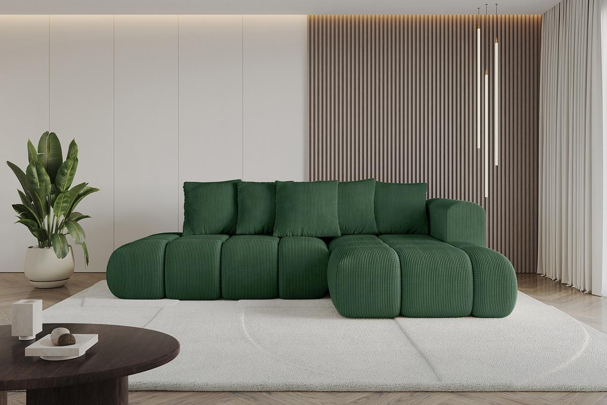ECKSOFA Ottomane Rechts CLOUD-L-v1 280x185x90 Grün Cord - Grün, Holzwerkstoff/Kunststoff (185/280cm) - ALTDECOR