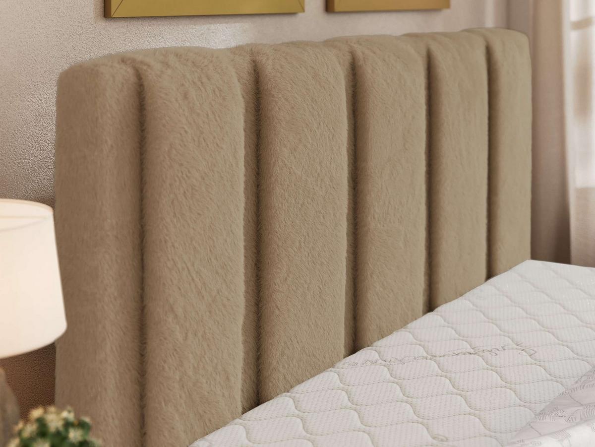 POLSTERBETT SAVINO CLASSIC 200/200 - Beige Plüsch - Pocket-Matratze - Beige/Schwarz, Kunststoff/Textil (200/200cm) - MKS