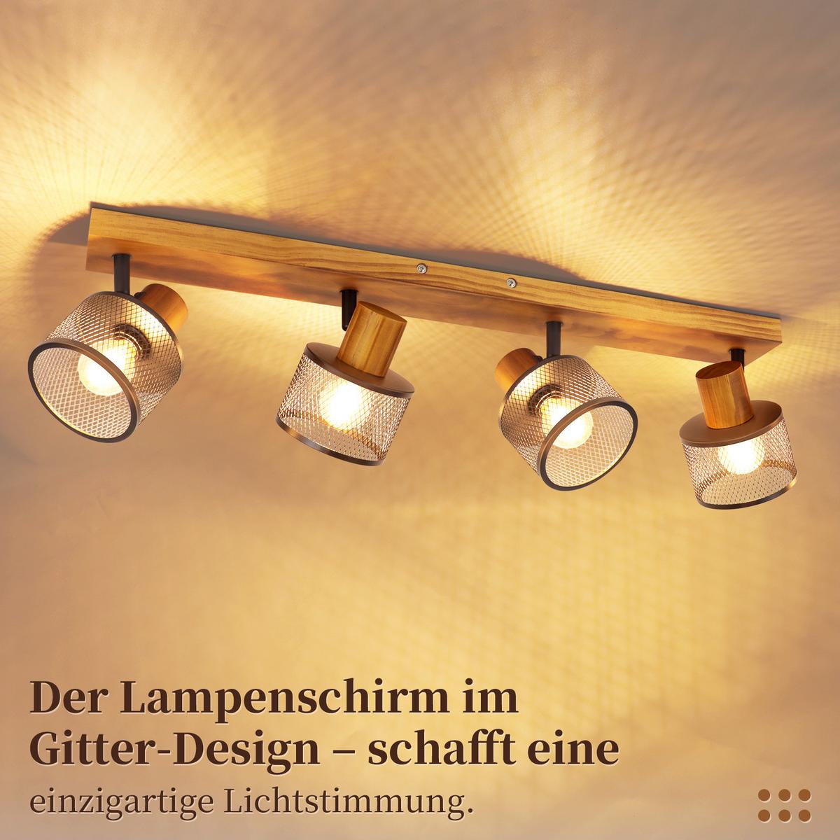 DECKENSTRAHLER Jixalin 66/10/17.5 cm - Schwarz, Holz/Metall (66/10/17.5cm) - ZMH