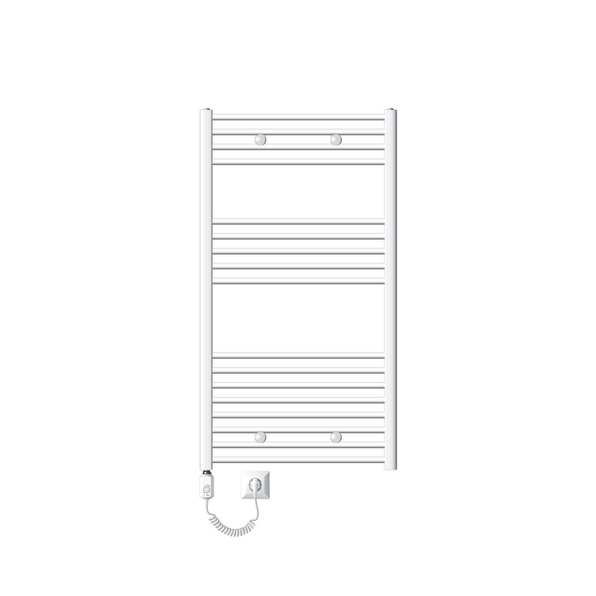 BADHEIZKÖRPER elektrisch Sahara 750x1200 mm Weiß gerade mit Heizstab 900W - Weiß, Metall (3/120/75cm) - LuxeBath