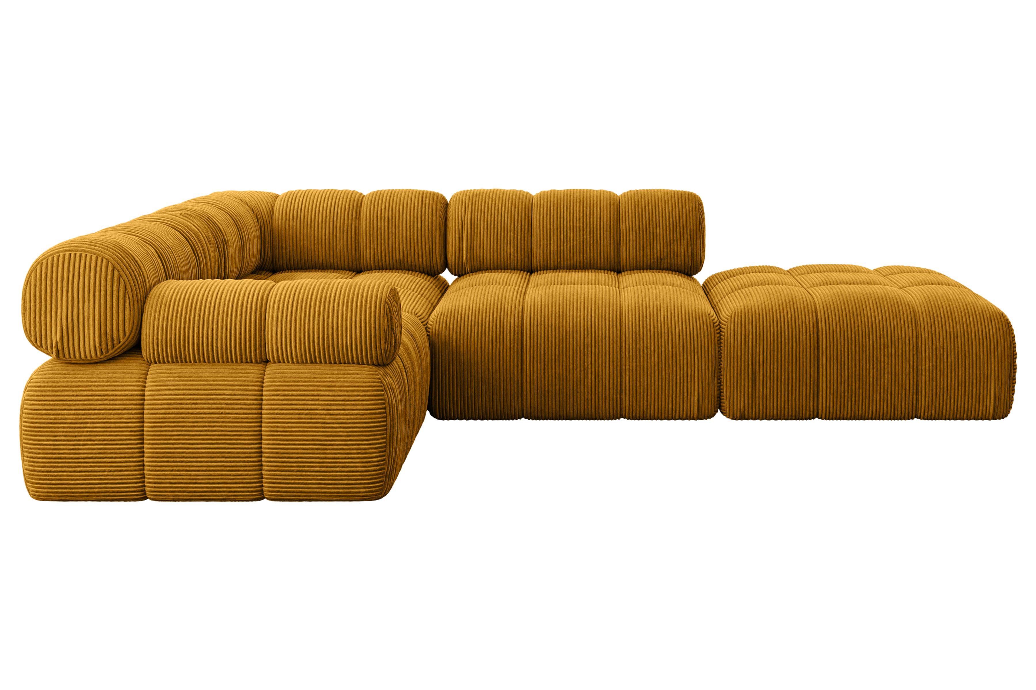 ECKSOFA modulares Sofa Felto-L1 - 285x190x70 cm Senfgelb Cord - Currygelb, Holzwerkstoff/Textil (285/190cm) - ALTDECOR