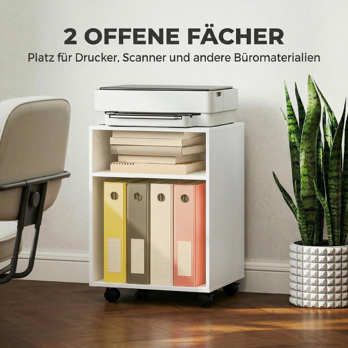 DRUCKERTISCH Spanplatte Weiß - Weiß, Holzwerkstoff (40/35/56cm) - HOMCOM