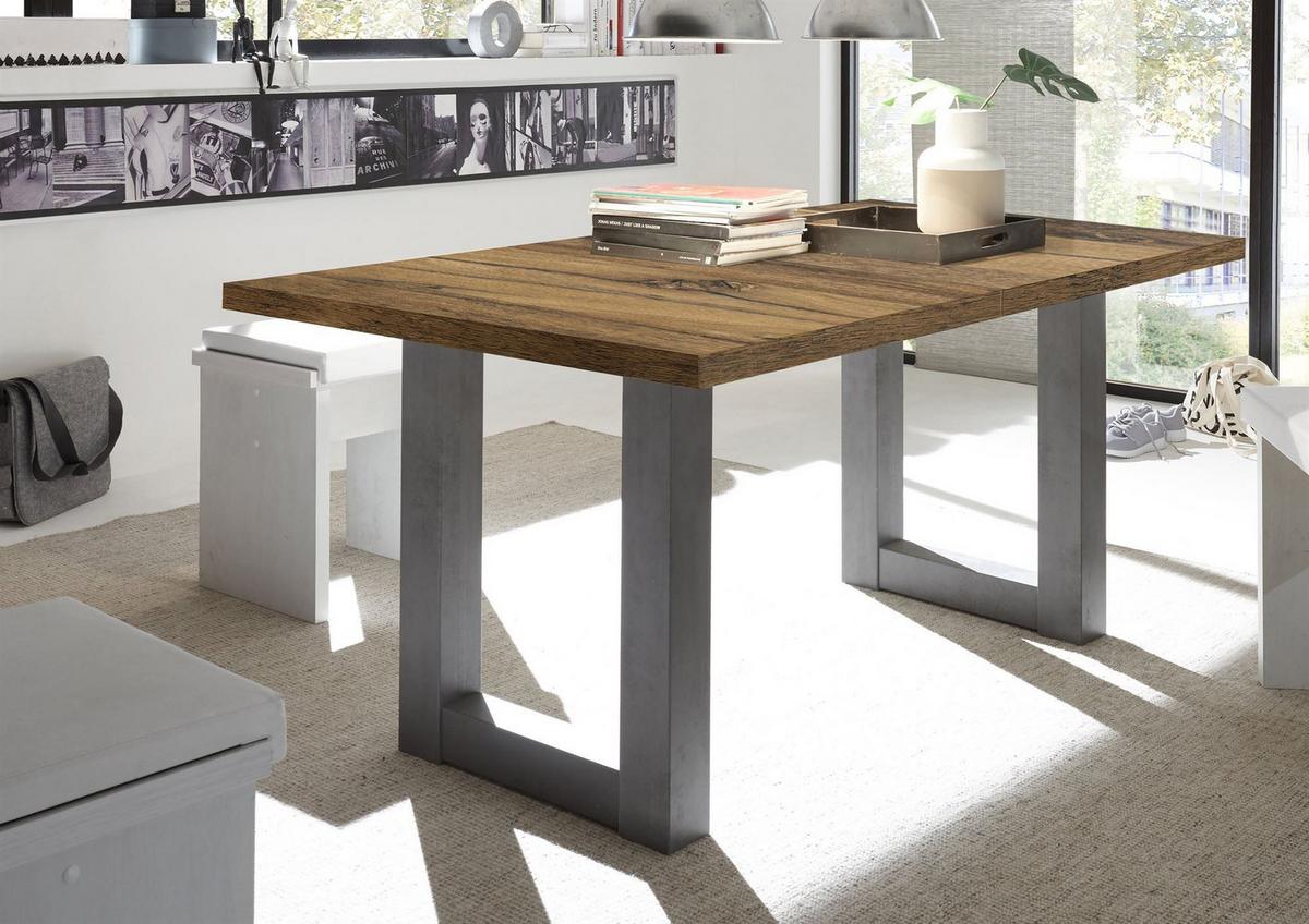 ESSTISCH ausziehbar Eila 3 140 x 90 x 75 Esszimmertisch Graphit/Plankeneiche - Alteiche, Holz (140/90/75cm) - 58aufmkessel