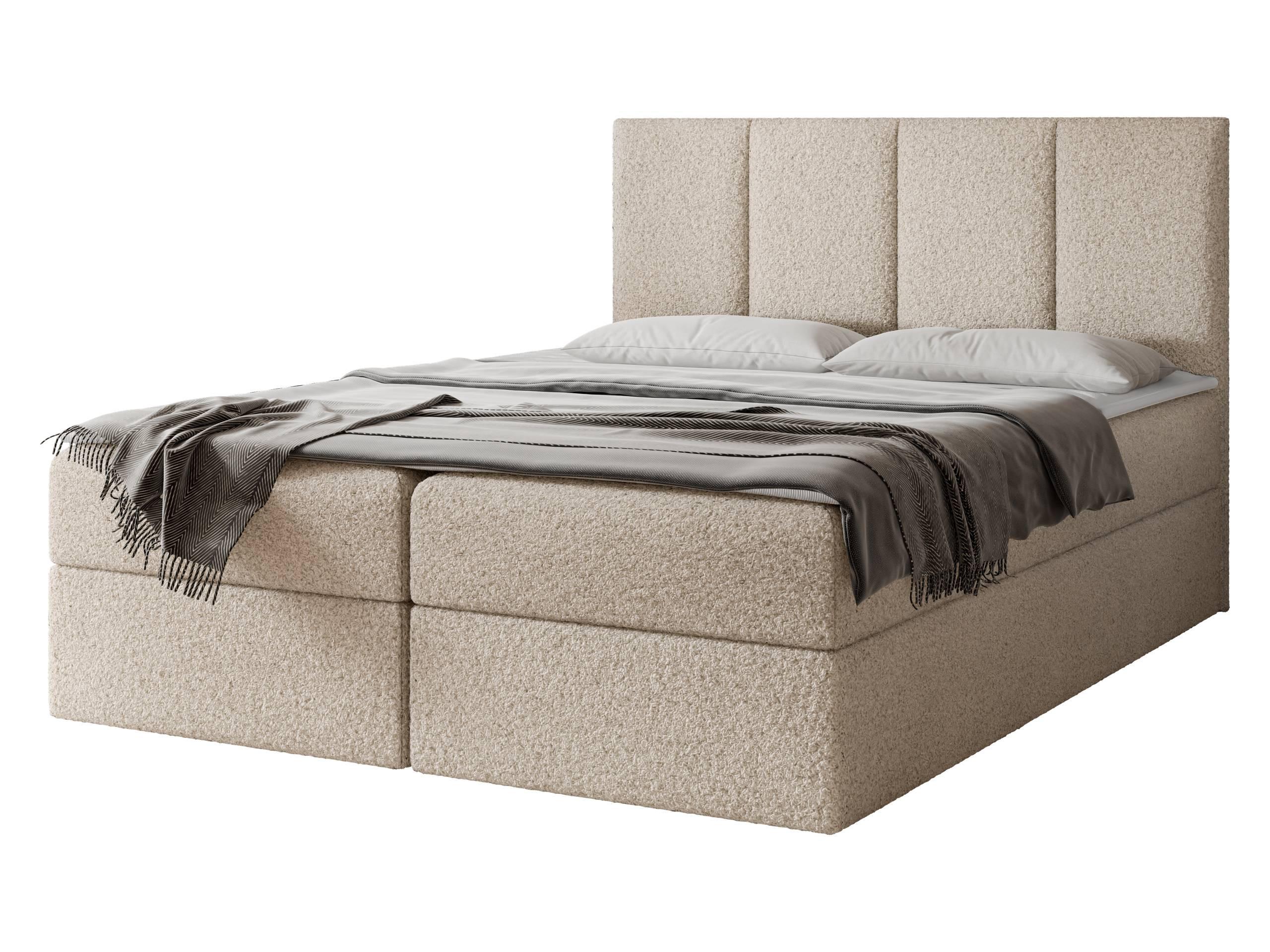 BOXBETT Rebos Boucle - H3 - Beige, Holz/Textil (160/200cm) - MIRJAN24