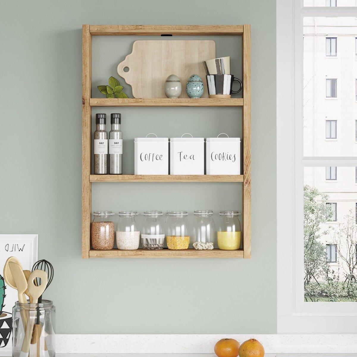 WANDREGAL mit 3 ablagen - emma 43,2/9/60 cm - Beige, Holzwerkstoff (9/60/43.2cm) - Calicosy