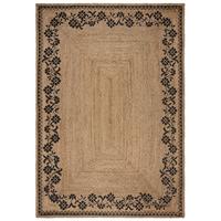 JUTETEPPICH handgewebt NEATH, floral, Braun-Schwarz, 160 x 230 cm - Braun, Naturmaterialien (160/230cm) - KADIMA DESIGN