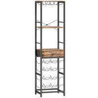 WEINREGAL Spanplatte Metall Rustikal-Braun - Schwarz/Braun, Holzwerkstoff/Metall (30/148/40cm) - HOMCOM