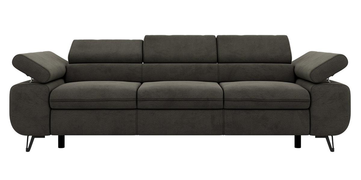 3-SITZER SOFA PETER - Dunkelgrau Velvet - Dunkelgrau/Schwarz, Textil/Metall (262/76/99cm) - MKS