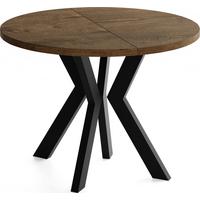 ESSTISCH Savio rund ausziehbar verlängerbar, Eiche Braun Rustikal 90-190/90/77 cm - Alteiche/Schwarz, Holz/Holzwerkstoff (90/190/77cm) - WFL GROUP