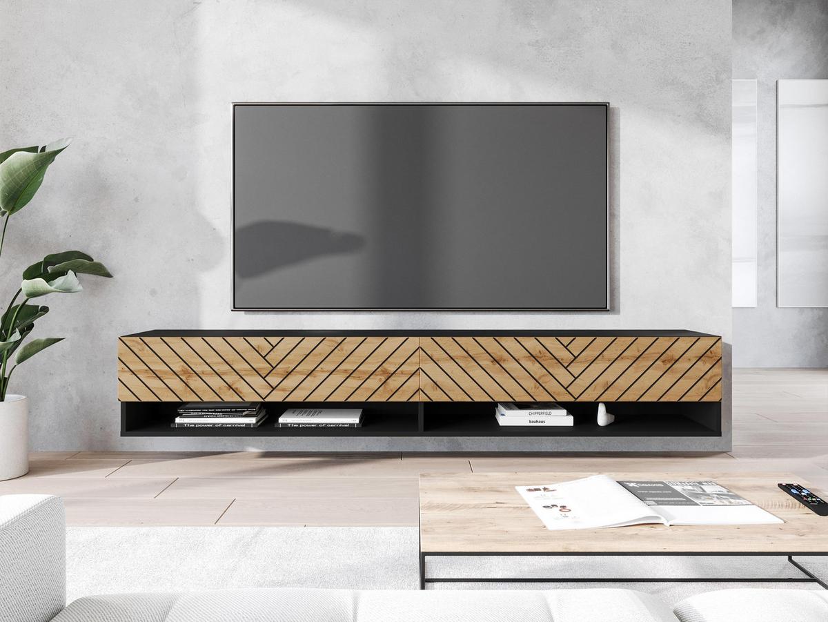 TV-LOWBOARD A180 MDF - Eiche Wotan/Graphitfarben, Holzwerkstoff/Kunststoff (180/30/33cm) - MIRJAN24