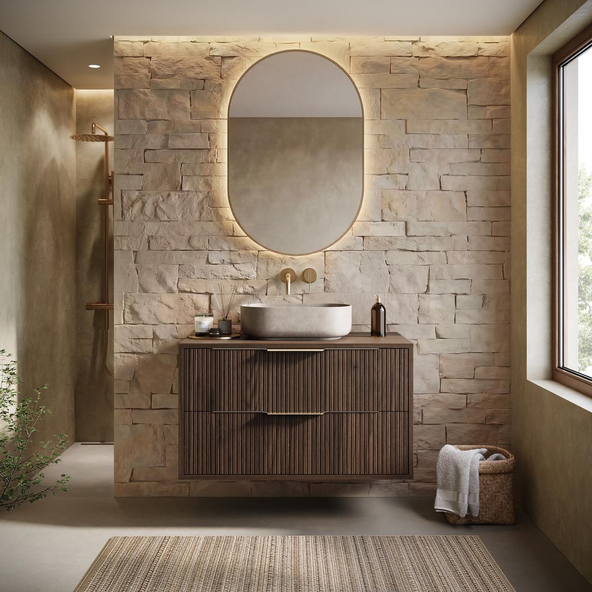 WASCHBECKENUNTERSCHRANK Rimini 2 Schubladen Walnuss Braun - 80 x 46 x 46 cm - Walnussfarben/Braun, Holz (80/46/46cm) - Badplaats
