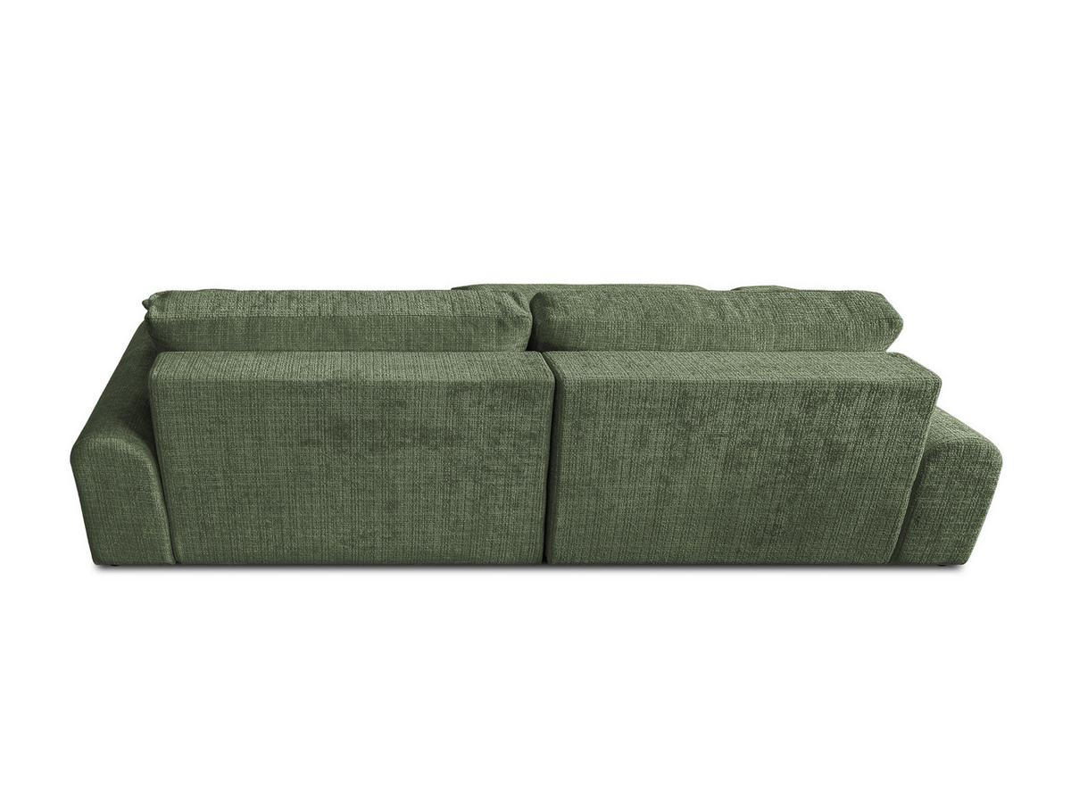 ECKSOFA Melvano mit Schlaffunktion und Bettkasten im Japandi-Stil aus weichem Grün Chenille-Stoff - Schwarz/Grün, Holz/Kunststoff (145/240cm) - S-Style