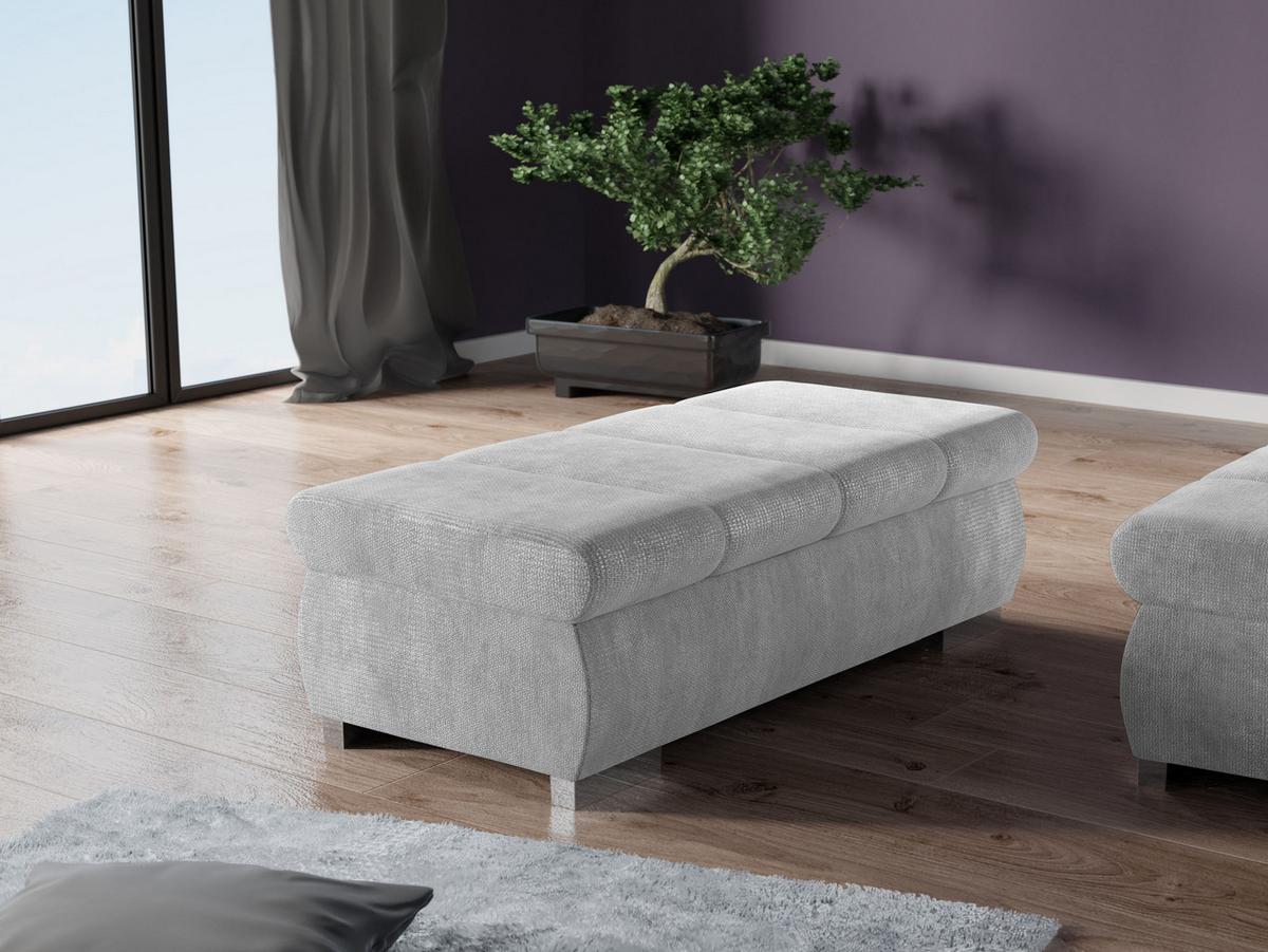 POLSTERHOCKER Bangkok Groß - Silberfarben/Alufarben, Holz/Kunststoff (120/39/60cm) - MIRJAN24