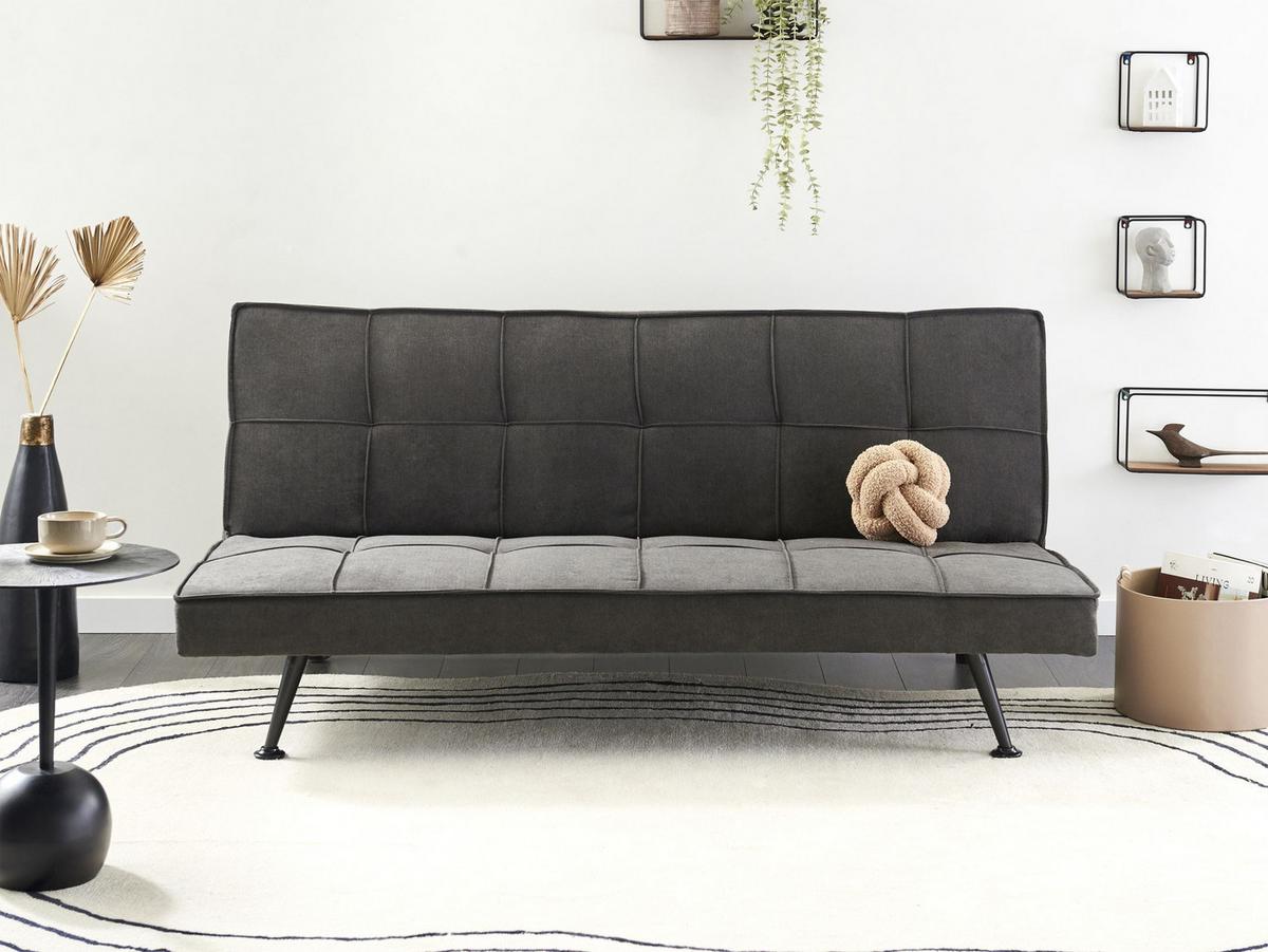 SCHLAFSOFA 168/105 cm Dunkelgrau Hasle - Dunkelgrau/Schwarz, Textil (168/75/88cm) - Beliani