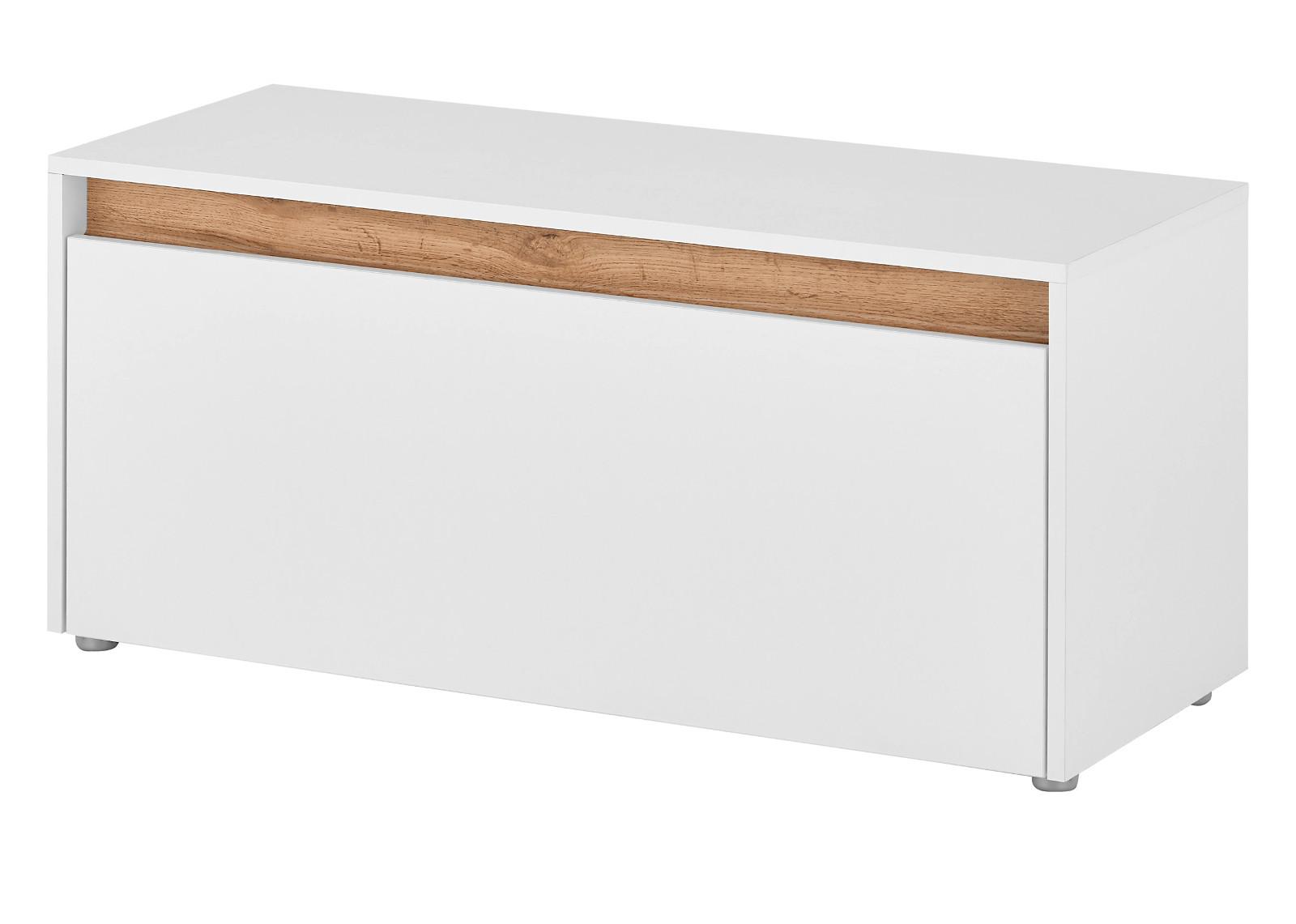 GARDEROBENBANK weiß, Eiche Wotan 100 cm, Sitzbank mit Stauraum - Eiche Wotan/Silberfarben, Holzwerkstoff/Kunststoff (100/45/40cm) - Furn.Design