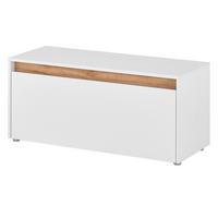 GARDEROBENBANK weiß, Eiche Wotan 100 cm, Sitzbank mit Stauraum - Eiche Wotan/Silberfarben, Holzwerkstoff/Kunststoff (100/45/40cm) - Furn.Design