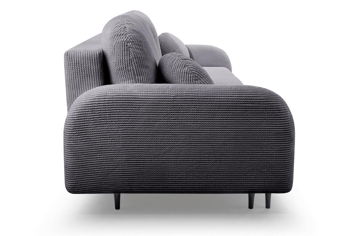 BETTSOFA VIVO Grau Geflochtener Stoff mit Schlaffunktion - Grau, Holz (230/95/102cm) - MASSENO