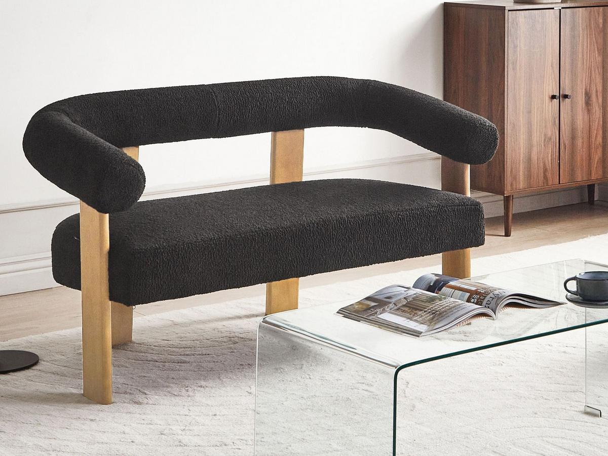2-SITZER-SOFA Bouclé Schwarz/Hellbraun Ilbro - Schwarz, Textil (138/76/68cm) - Beliani