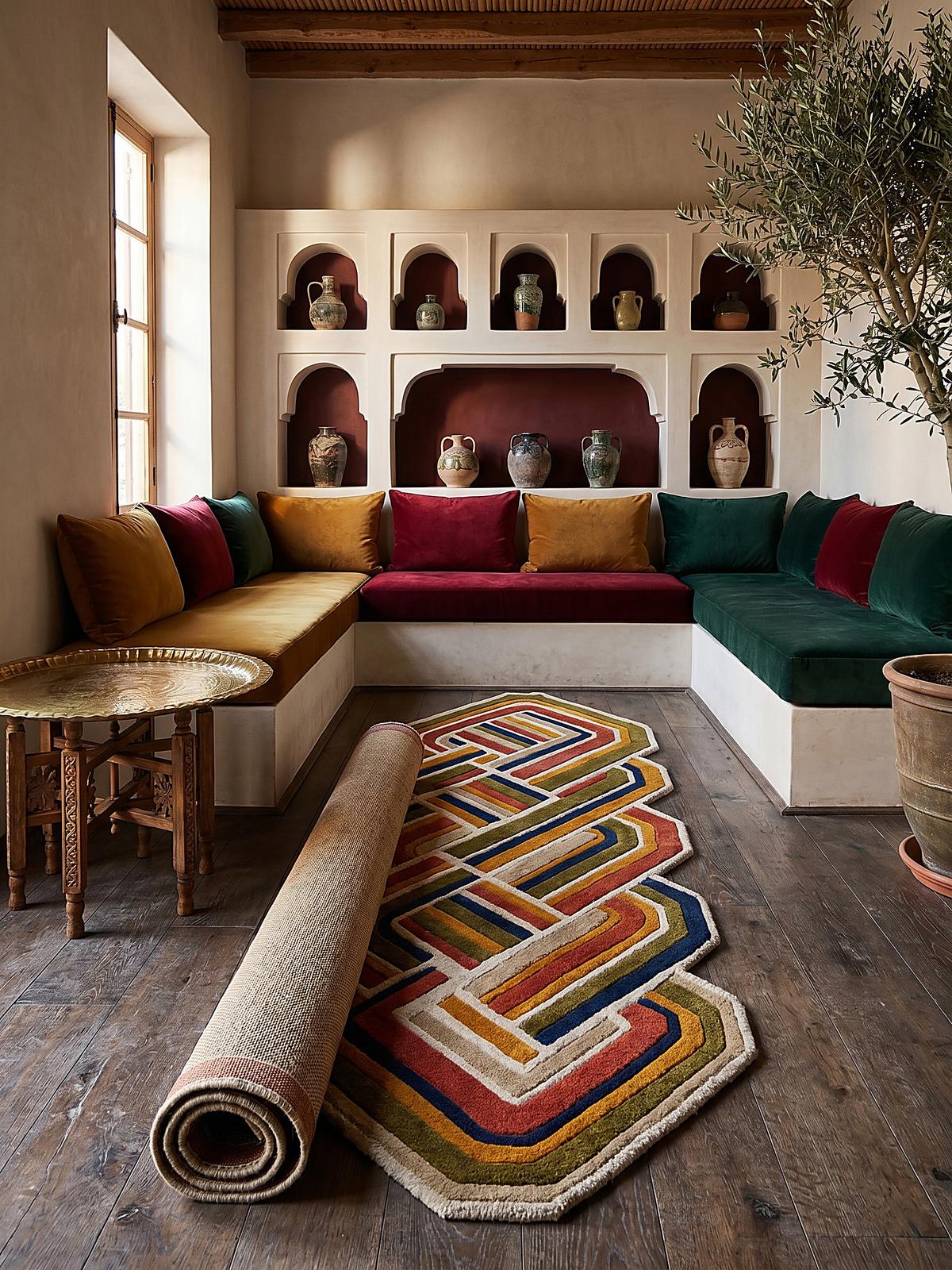 TEPPICH aus Wolle SOAR in Terrakotta, geometrisch, 80 x 300 cm - Rot, Textil (300/80cm) - KADIMA DESIGN