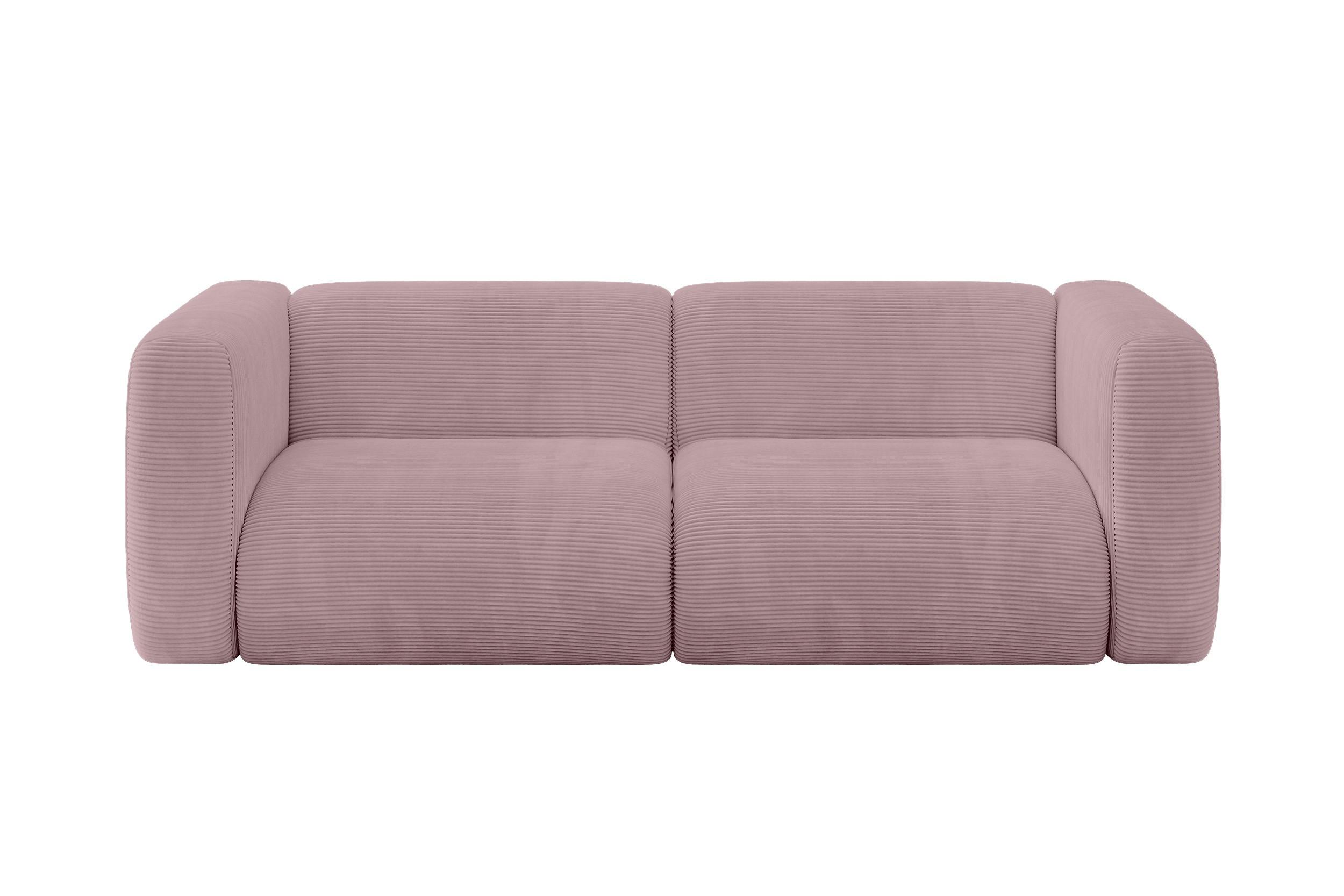 MODULARES Sofa 2-SITZER MIRA-S1 228x89x70 Rosa cm Cord - Schwarz/Rosa, Holzwerkstoff/Kunststoff (228/70/89cm) - ALTDECOR