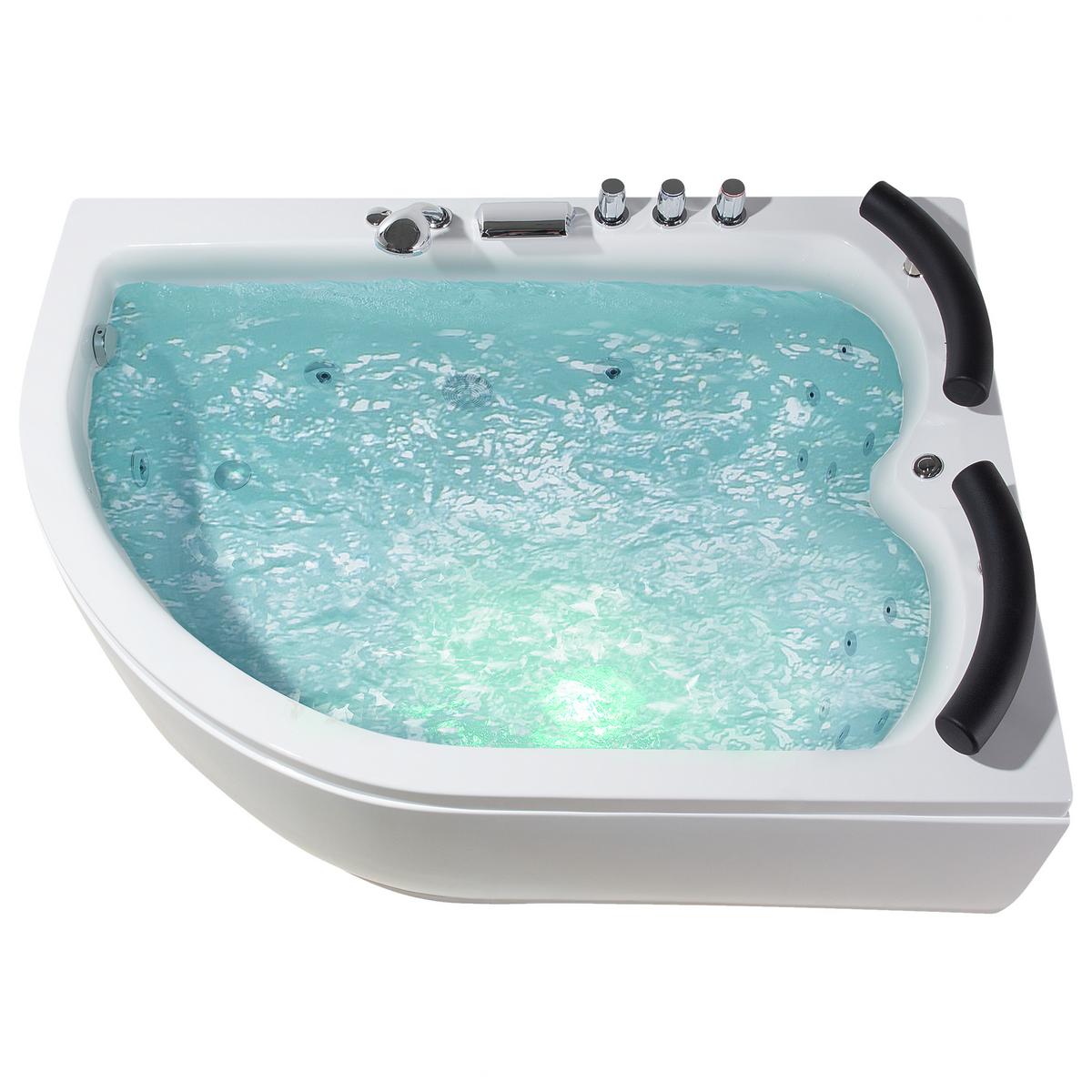 WHIRLPOOL-BADEWANNE mit LED 113x160x63 cm weiß Paradiso - Weiß, Kunststoff (113/63/160cm) - Beliani