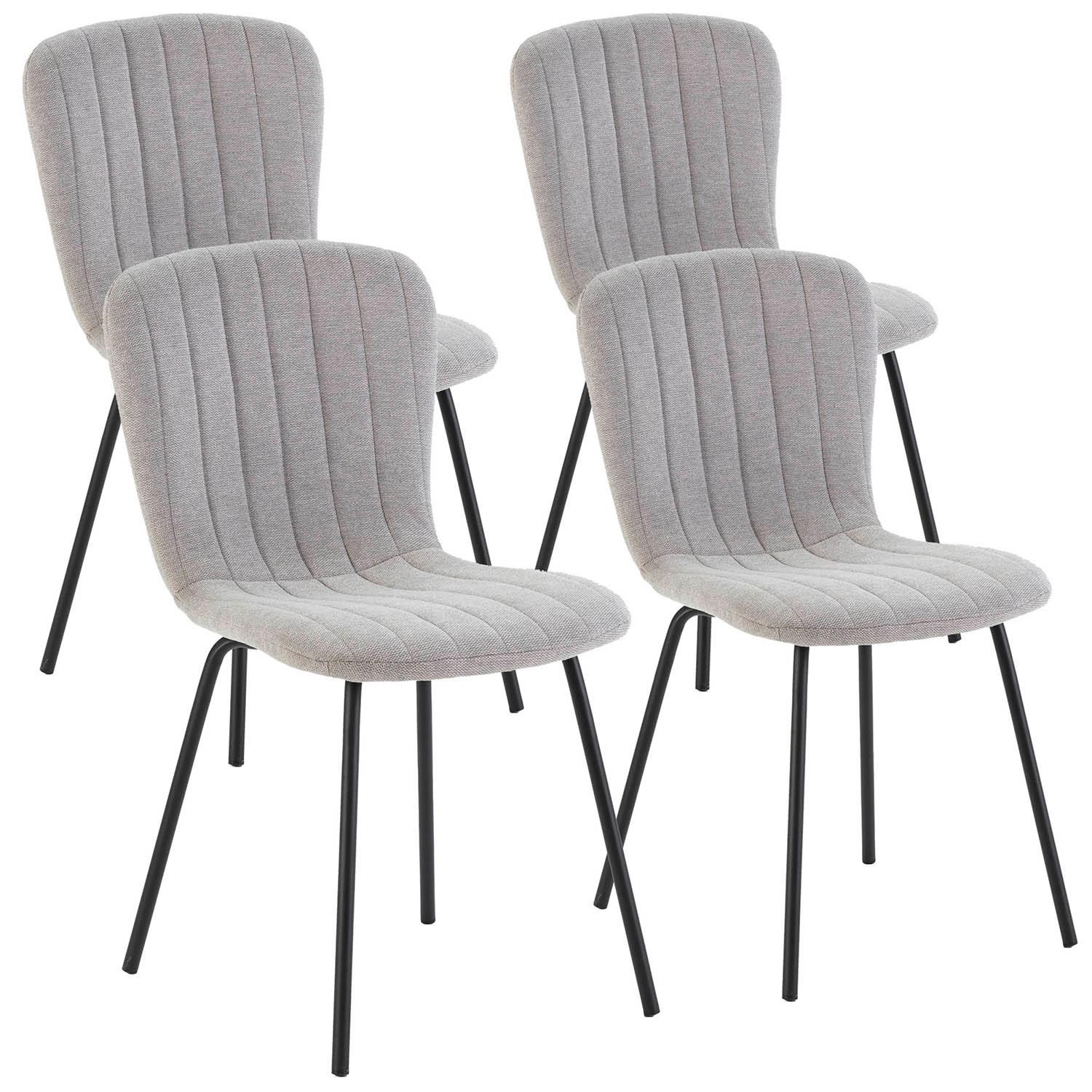 STUHL 4er-Set Lucky hellgrauer Stoff - Hellgrau, Textil/Metall (46/85/57cm) - VS Venta-stock