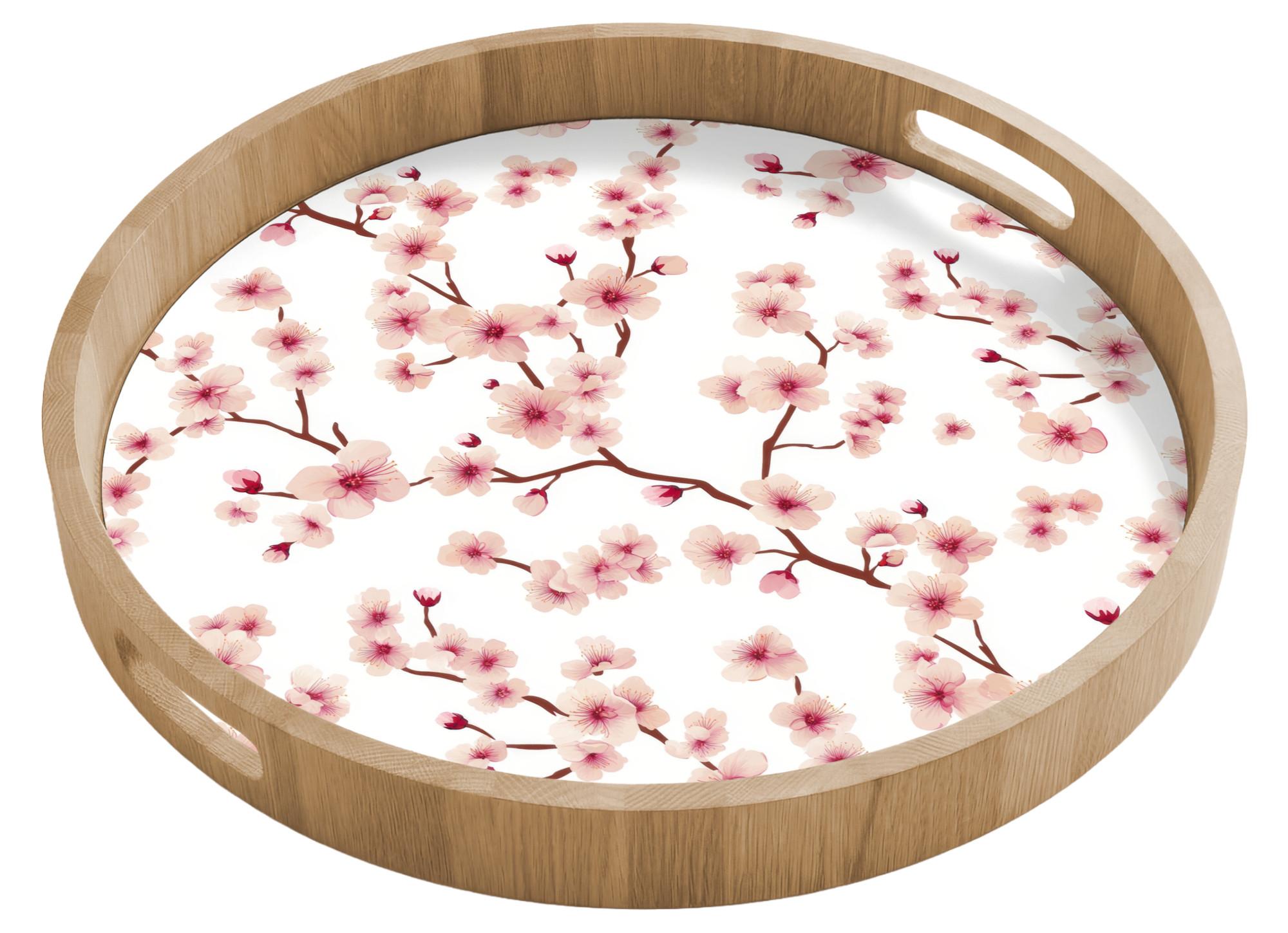 TABLETT Kirschblüte - Zweige - Rosa 50x50 cm - Rosa, Holz (50/5/5cm) - OnlyWow