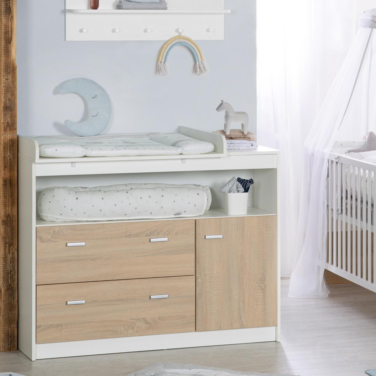 WICKELKOMMODE Gabriella - Silberfarben/Weiß, Holzwerkstoff/Kunststoff (117/98/75cm) - Roba
