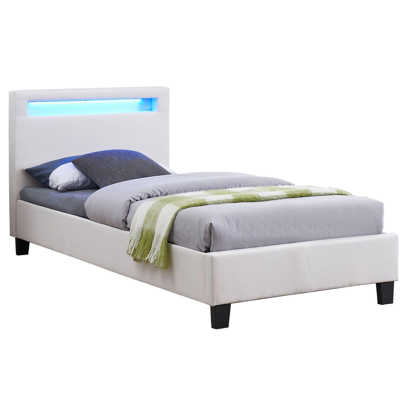 POLSTERBETT MIT LED HIMALAYA 90x200 cm weiß - Weiß, Textil (90/200cm) - CARO-Möbel