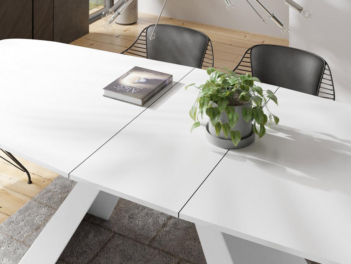 ESSTISCH Monte Weiß rechteckig ausziehbar, Weiß 160-200/80/76 cm - Weiß, Holzwerkstoff/Metall (80/198/76cm) - WFL GROUP