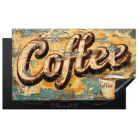 HERDABDECKPLATTE Kaffee - Vintage - Braun - Tasse Induktionsschutz 91.2x52 cm - Teakfarben, Kunststoff (91.2/52/0.2cm) - MuchoWow