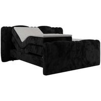 BOXBETT FORTINA 160/200 - Schwarz Plüsch - H4 - Schwarz, Holz/Textil (160/200cm) - MKS