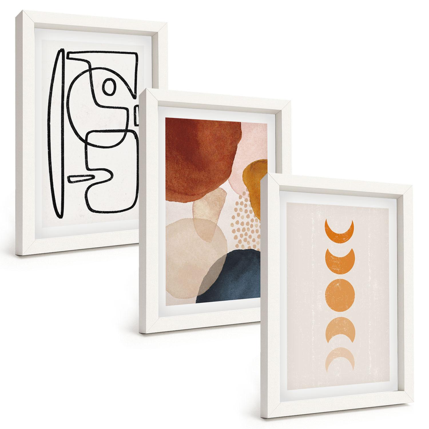 BILDER SET 3er Set - 20x30 cm Weißer Rahmen - Abstrakte Farbdekorationen - Weiß, Kunststoff (20/30cm) - TULUP