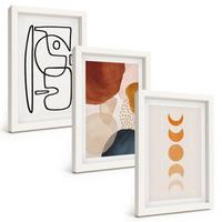 BILDER SET 3er Set - 20x30 cm Weißer Rahmen - Abstrakte Farbdekorationen - Weiß, Kunststoff (20/30cm) - TULUP
