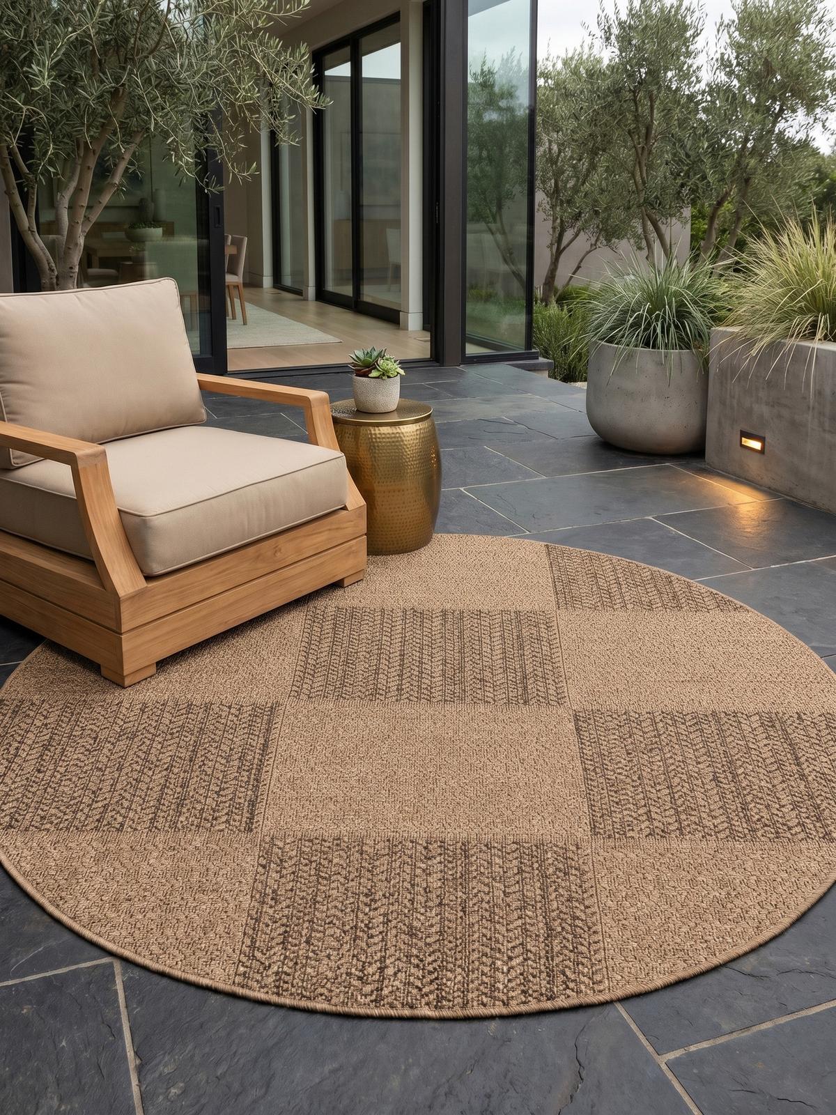 TEPPICH Outdoor ARLBERG in Beige, in Jute-Optik, aus Polypropylen, Ø 200 cm - Beige, Textil (200/200cm) - KADIMA DESIGN