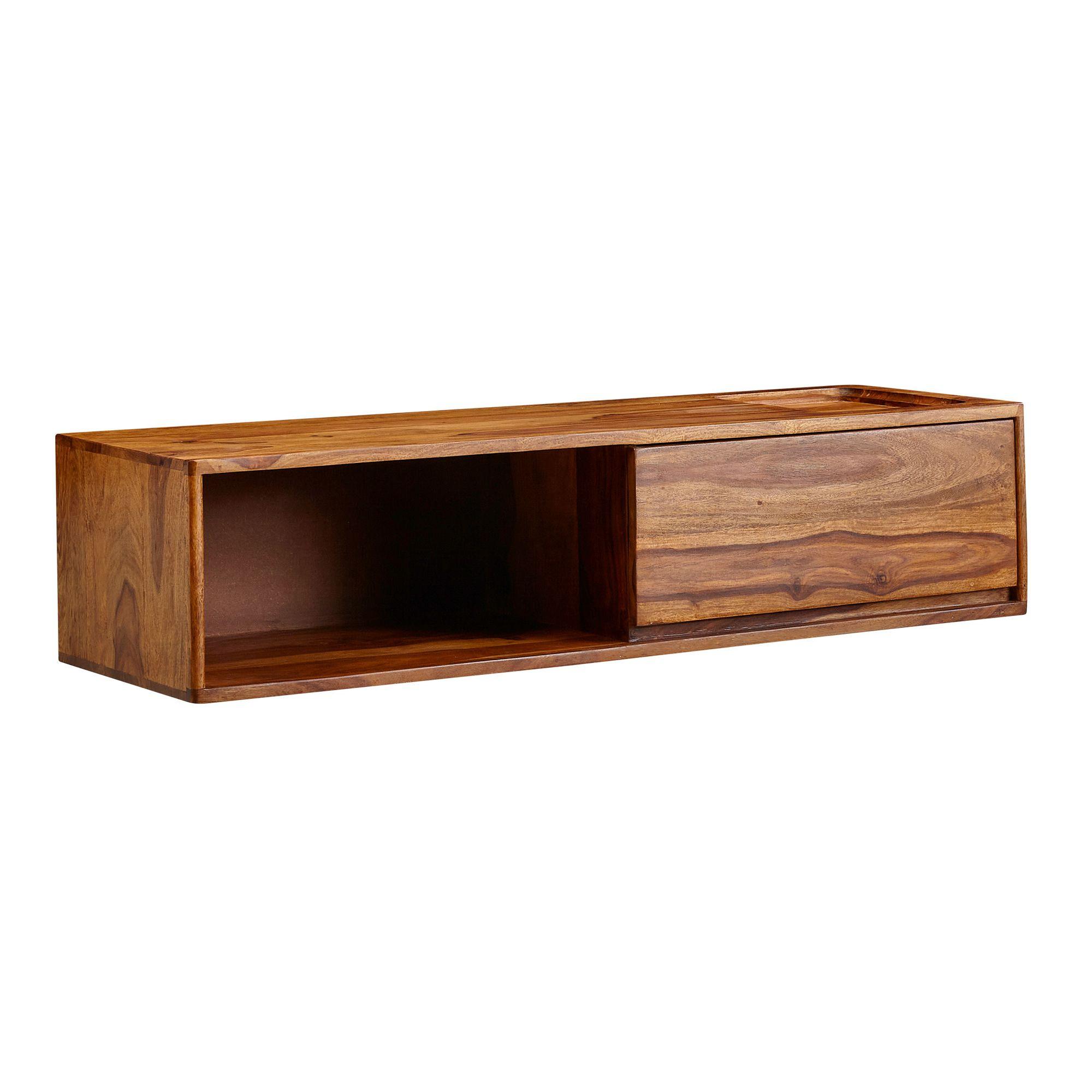 LOWBOARD Hängend Massivholz Modern Stil 108x25x34 cm Braun mit Stauraum - Braun, Holz (108/25/34cm) - KADIMA DESIGN