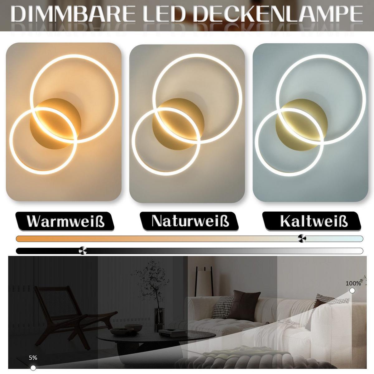 LED-DECKENLEUCHTE Macarthur 30/40/24cm - Goldfarben, Metall (40/30/24cm) - Nettlife