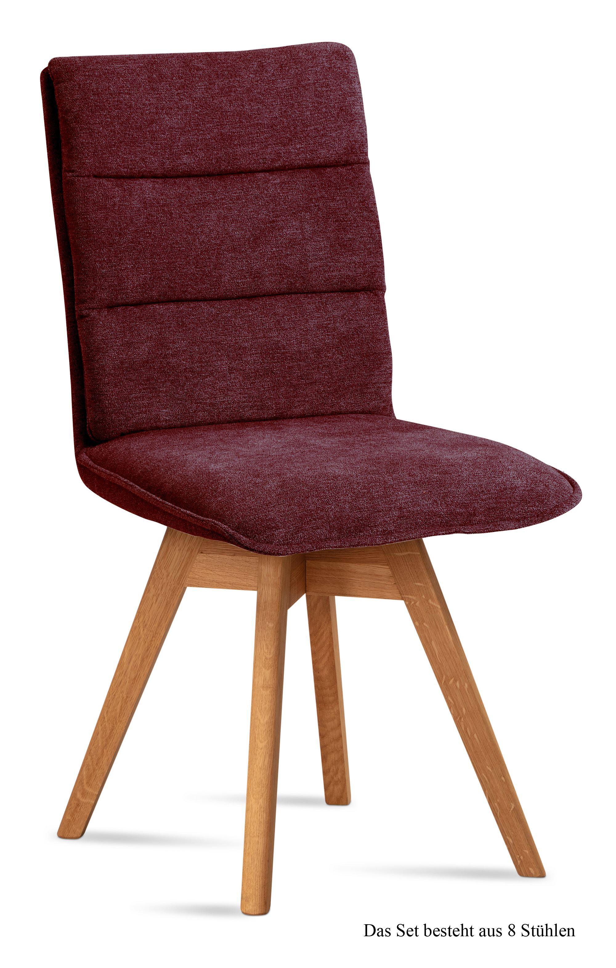 ESSZIMMERSTUHL drehbar (8er-Set) Dorle 47x92x60 Eiche geölt/Marsala - Eichefarben/Brombeere, Kunststoff (60/92/47cm) - 58aufmkessel