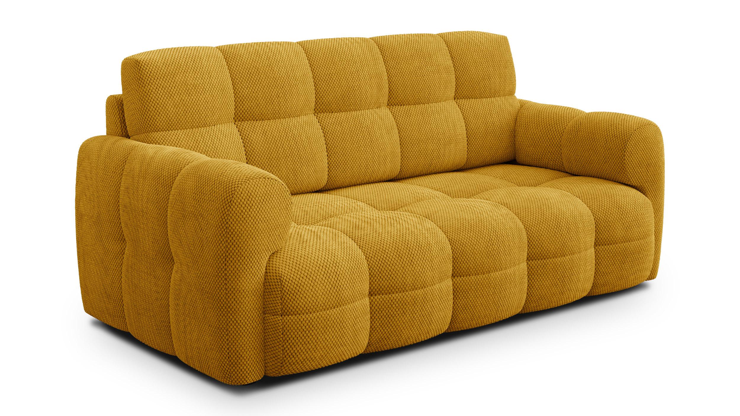 SOFA MELLOW 2,5-Sitzer, safran - Gelb/Schwarz, Holz/Textil (183/87/98cm) - Wozimo