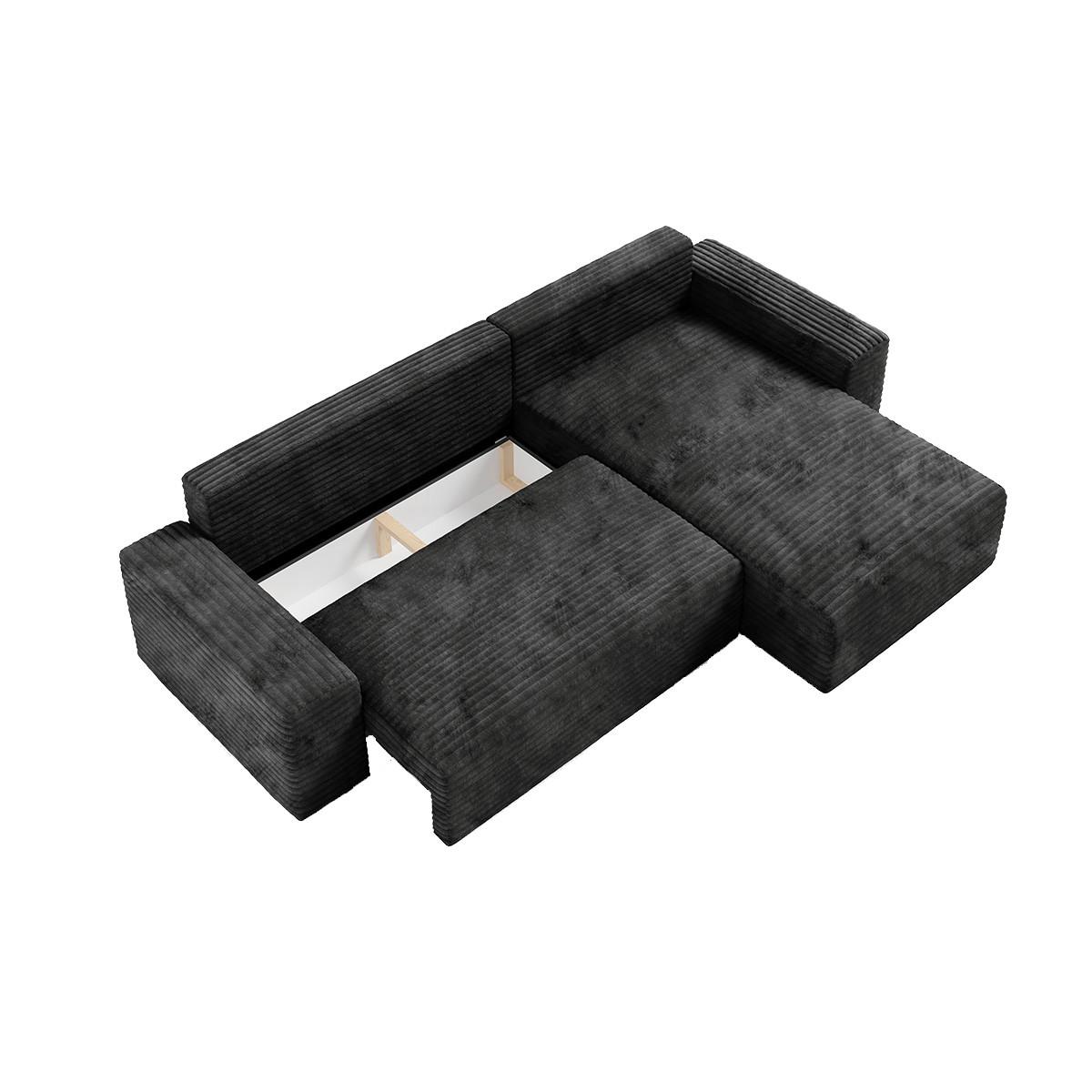 ECKSOFA Fabio 3 Sitzplätze Schwarz - Schwarz, Holz (300/185cm) - Petits-meubles