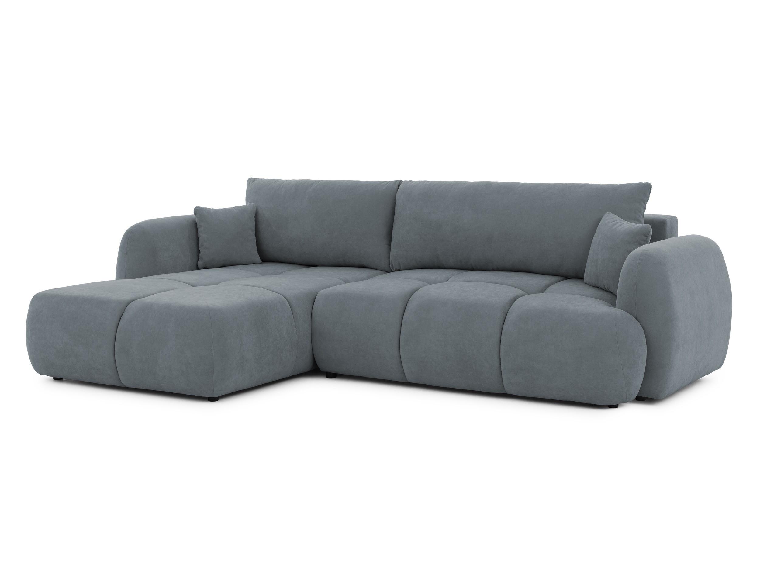 ECKSOFA Loretto aus natürlichem Dunkelgrau Webstoff mit Schlaffunktion, Bettkasten und tiefen Steppungen in Bubble-Optik - Dunkelgrau/Schwarz, Holz/Kunststoff (180/275cm) - S-Style