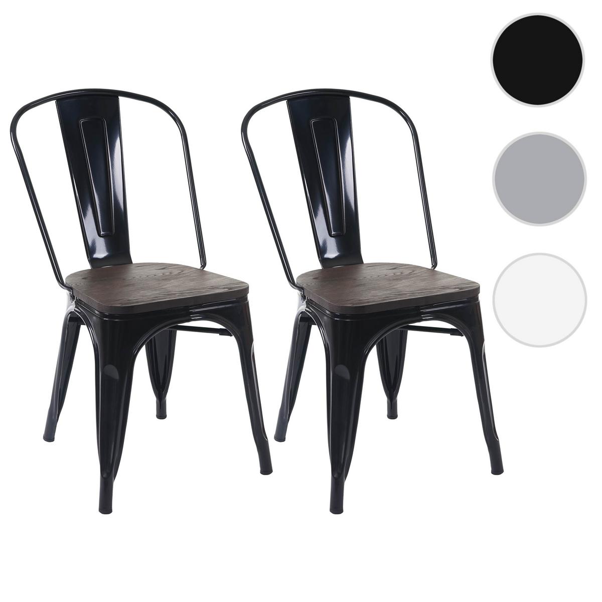 STUHL HOLZ-SITZFLÄCHE Schwarz 2er-Set - Schwarz, Holz (45/85/52cm) - MCW