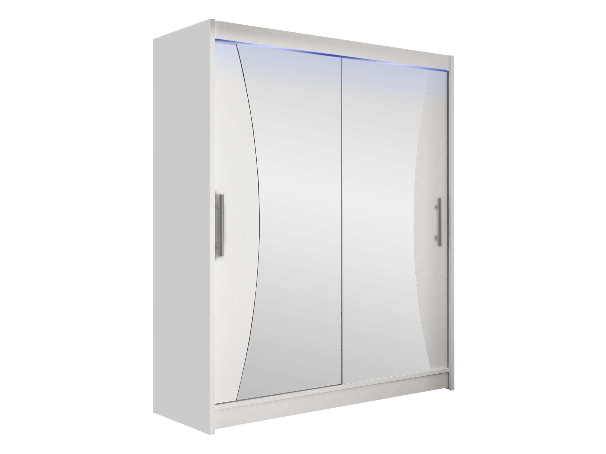 SCHWEBETÜRENSCHRANK Westa IX, mit RGB LED Beleuchtung - Silberfarben/Weiß, Holzwerkstoff/Metall (150/200/58cm) - MIRJAN24