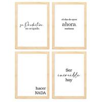 POSTER Set mit 4 Jetzt TypografieStil A3 Rahmen aus hellem Holz - Beige, Papier (29.7/3cm) - Nacnic
