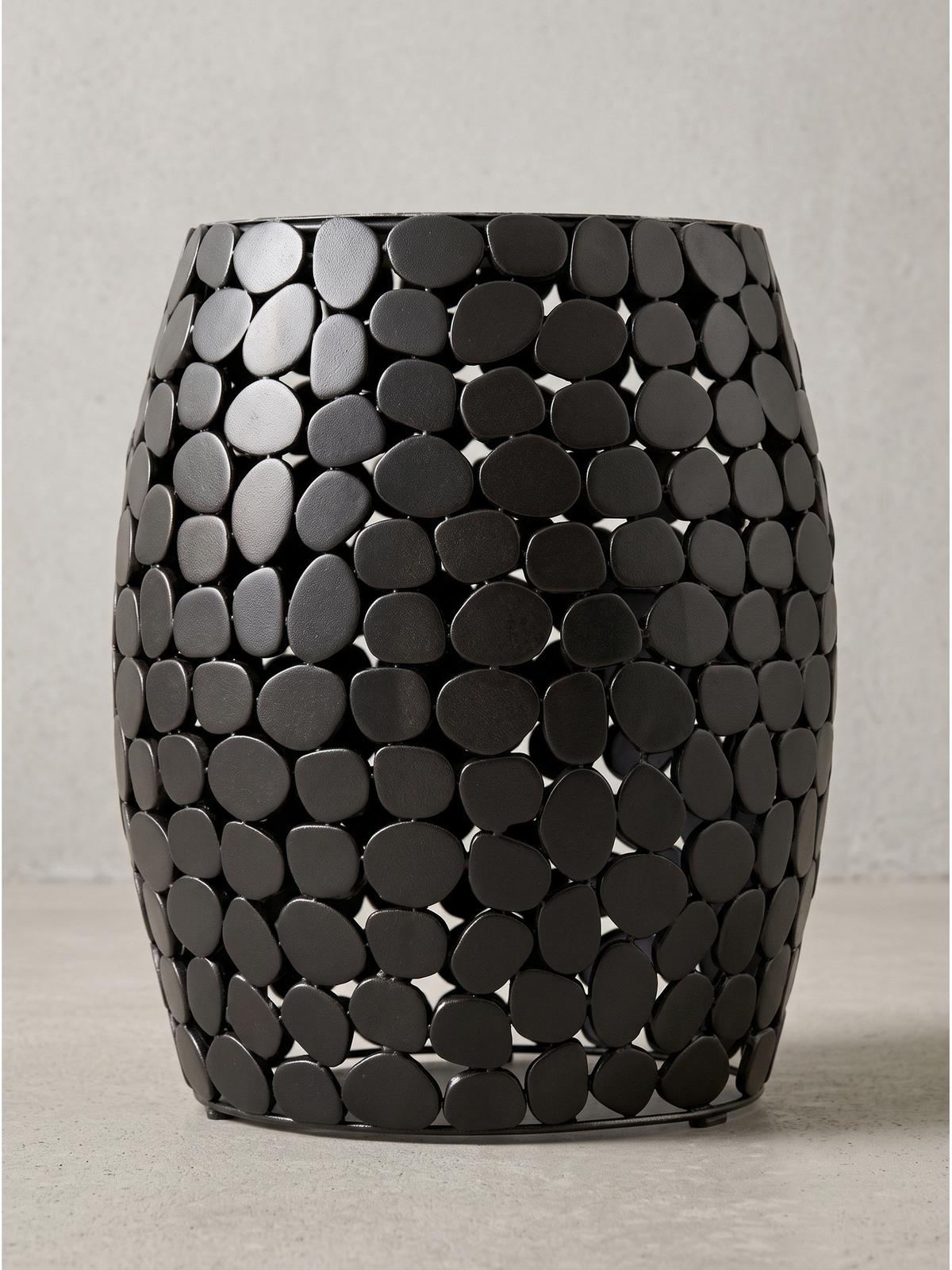 BEISTELLTISCH DIEMEL, Marmor, handgefertigt, Schwarz, Ø 40 x 46 cm - Schwarz, Stein/Metall (40/40/46cm) - KADIMA DESIGN