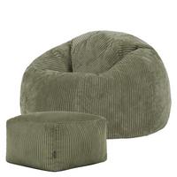 SITZSACK Klassisch + Hocker, Cord - Salbeigrün, Kunststoff/Textil (85/50/85cm) - icon