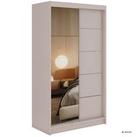 SCHWEBETÜRENSCHRANK mit Schubladen 120 - SKORIA - Kaschmir mit Spiegel - Kaschmir/Alufarben, Holzwerkstoff/Metall (120/216/61cm) - MKS