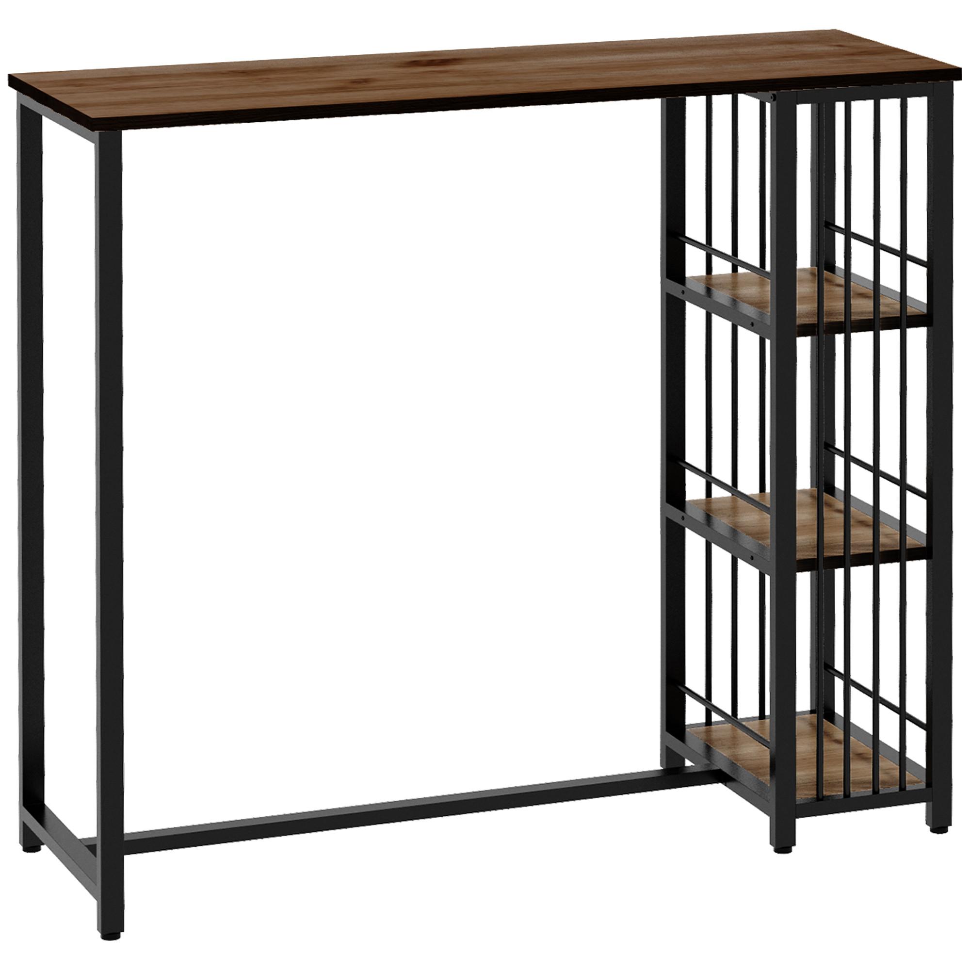 BARTISCH, Spanplatte, Stahl, Braun - Braun, Kunststoff (120/40/105cm) - HOMCOM