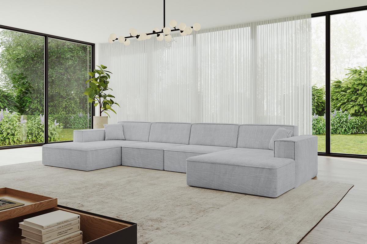 WOHNLANDSCHAFT IREA-U2-v4 - 386x165x77 cm Grau - Grau, Holzwerkstoff/Textil (386/77/165cm) - ALTDECOR