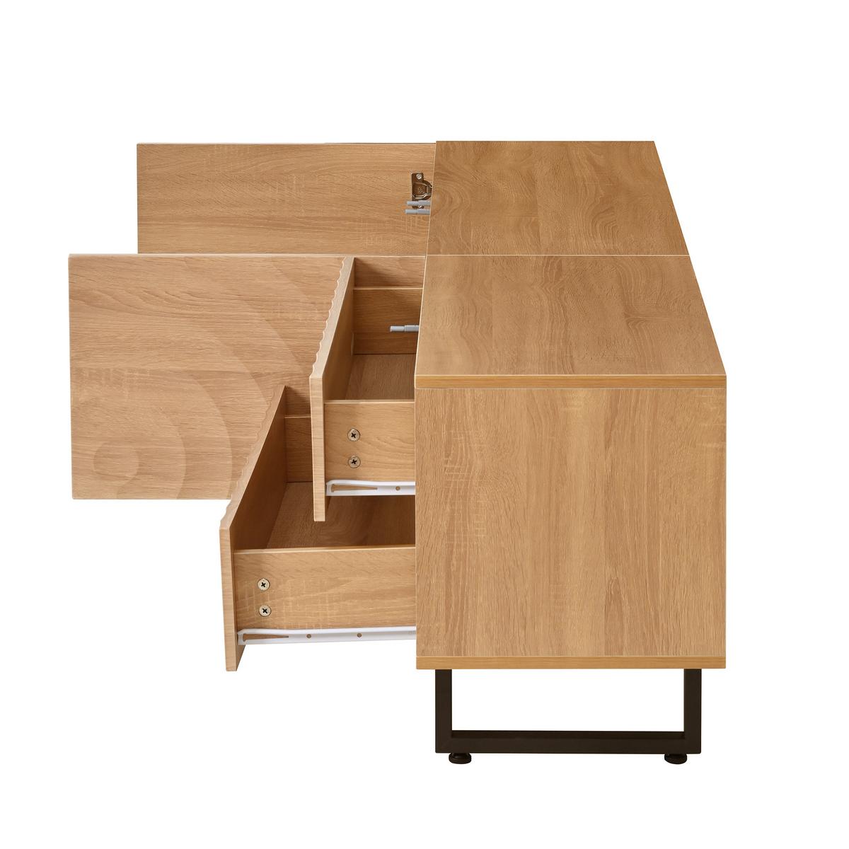 TV-SCHRANK 180 cm Natur Holzoptik mit 3D-Holzstruktur, Schubladen & Schrank - Naturfarben, Holzwerkstoff (180/51.5/38cm) - Urban Meuble
